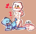  2015 all_four anthro blue_eyes blue_fur blue_skin blush butt cat duo feline female fluffy from_behind fur hair kmf97 male mammal mature_female mr._small nicole_watterson nude open_mouth penetration sex simple_background teeth the_amazing_world_of_gumball white_fur 