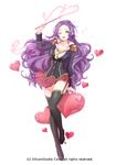  big_hair black_legwear epaulettes full_body garter_straps gyakushuu_no_fantasica heart long_hair magic millgua necktie official_art one_eye_closed open_mouth purple_hair school_uniform skirt smile solo sparkle thighhighs very_long_hair wand wavy_hair wind yellow_eyes 