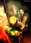  aonome bathroom blonde_hair jacket james_sunderland male_focus mirror reflection silent_hill silent_hill_2 sketch solo 