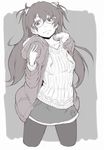  glasses greyscale ina_(gokihoihoi) jacket long_hair monochrome neon_genesis_evangelion pantyhose skirt solo souryuu_asuka_langley 