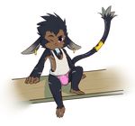  alvaro anthro barefoot big_ears briefs bulge clothing digital_media_(artwork) fan_character food front_view furfit league_of_legends male mammal one_eye_closed pecs pink_underwear popsicle reclining shirt sitting solo tail_ring tank_top underwear video_games yordle 