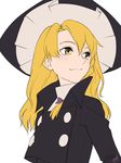  adapted_costume amino_(tn7135) bad_id bad_pixiv_id blonde_hair hat jacket kirisame_marisa long_hair looking_away signature solo touhou turtleneck upper_body white_background witch_hat yellow_eyes 
