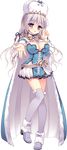  anastasia_imperator_erland blush breasts cape cleavage full_body hat highres large_breasts long_hair looking_at_viewer love_love_princess pleated_skirt purple_eyes silver_hair skirt solo thighhighs transparent_background very_long_hair wori zettai_ryouiki 