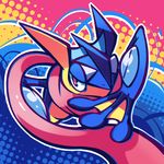  greninja highres limb92 no_humans pokemon pokemon_(creature) solo tongue tongue_out 