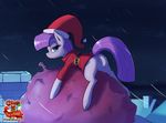  2015 anus butt christmas clothed clothing cutie_mark dock earth_pony equine female feral friendship_is_magic hair half-closed_eyes hat holidays horse looking_at_viewer lying mammal maud_pie_(mlp) my_little_pony on_front outside ponegranate pony purple_hair pussy santa_hat solo 