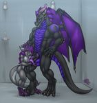  anthro ball_fondling balls biceps claws deezmo dragon female fondling hair hi_res holding male male/female muscular orange_eyes pecs reptile sandalf scales scalie size_difference slightly_chubby smile standing teeth toe_claws wings 