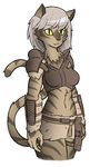  armor feline female fur grey_hair hair iron kha&#039;ri khajiit mammal metal rakkuguy skyrim solo standing striped_fur stripes the_elder_scrolls unconvincing_armor video_games 