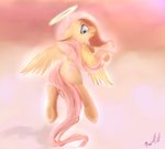  2015 blue_eyes cutie_mark equine feathered_wings feathers female feral fluttershy_(mlp) flying friendship_is_magic hair halo hi_res long_hair mammal miokomata my_little_pony pegasus pink_hair smile solo underhoof wings 