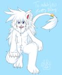 annoyed anthro crouching digital_media_(artwork) english_text featureless_crotch feline front_view hi_res koyama_shinrin leo_(whiteleo) lion looking_at_viewer mammal mane nude open_mouth signature solo tail_ring text young 