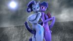  2015 3d_(artwork) animal_genitalia anthro areola balls big_breasts breasts cgi dickgirl digital_media_(artwork) duo equine erect_nipples erection friendship_is_magic horn horsecock indigosfm intersex mammal my_little_pony nipples nude penis rarity_(mlp) twilight_sparkle_(mlp) unicorn 