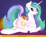  2015 animal_genitalia anus butt cutie_mark dock equine equine_pussy female feral friendship_is_magic hair horn long_hair mammal multicolored_hair my_little_pony open_mouth patreon princess_celestia_(mlp) purple_eyes pussy solo stradivarius winged_unicorn wings 