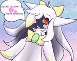  &lt;3 arceus blush bow clothing dress featherystorm female hair legendary_pok&eacute;mon long_hair looking_at_viewer nintendo open_mouth pok&eacute;mon solo swearing text video_games young 
