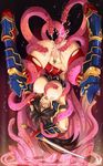  anal blush breasts brown_eyes brown_hair clitoris cum cum_in_pussy fucked_silly highres hmage large_breasts long_hair magic_circle nipples open_mouth ponytail pubic_hair pussy restrained solo soulcalibur suspension sword taki_(soulcalibur) tentacle_sex tentacles tongue tongue_out uncensored upside-down weapon 