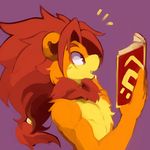  aged_down athletic book bust_portrait clothed clothing digital_media_(artwork) feline half-dressed hi_res lion male mammal mane pyro_(whiteleo) reading side_view solo topless whiteleo 