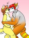 ! &lt;3 anthro breasts canine codeine duo eyes_closed featureless_breasts female grey_background hi_res horn invalid_tag kissing male male/female mammal nude open_mouth pregnant simple_background standing 