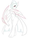  anthro areola big_butt blades breasts butt crossgender erect_nipples female gallade hi_res humanoid looking_at_viewer mammal mega_evolution mega_gallade navel nintendo nipples nude pok&eacute;mon posexe pussy red_eyes simple_background solo video_games white_background white_skin wide_hips 