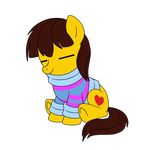  brown_hair clothing cutie_mark earth_pony equine feral hair hooves horse male mammal my_little_pony perfectpinkwater ponification pony protagonist_(undertale) smile solo undertale video_games 