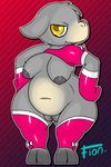  2015 anthro areola big_breasts breasts clothing donkey equine female fionthebunny hi_res legwear looking_at_viewer mammal navel nipples overweight pussy rubber simple_background slightly_chubby smile solo 