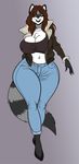  2015 anthro big_breasts breasts cleavage clothed clothing discoverychannelofficial erect_nipples female hi_res looking_at_viewer mammal nipple_bulge nipples raccoon solo tight_clothing voluptuous wide_hips 