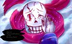  disintegration dying english hand_on_another's_head highres mideater multiple_boys one_eye_closed papyrus_(font) papyrus_(undertale) sans scarf severed_head skeleton spoilers tears undertale 
