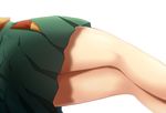  green_skirt highres hiryuu_(kantai_collection) kantai_collection lower_body lying ohiya on_side pleated_skirt simple_background skirt solo thighs white_background 