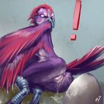  ! antar_dragon anthro anus avian bird butt egg feathers female nude oviposition purple_feathers pussy pussy_juice simple_background solo wings 