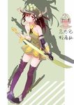  bare_shoulders brown_eyes brown_hair dress genderswap genderswap_(mtf) highres kentllaall league_of_legends master_yi sketch solo sword thighhighs translation_request weapon 