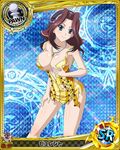  apron artist_request blue_eyes breasts brown_hair burent card_(medium) character_name chess_piece cleavage high_school_dxd jpeg_artifacts large_breasts long_hair official_art pawn solo torn_clothes trading_card 