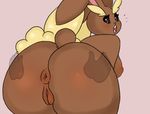  1girl animal_ears anthro anus ass ass_grab big_butt black_sclera bunny_ears butt disembodied_hand female furry hand_on_butt hoshime looking_back lopunny nintendo nipples open_mouth pink_eyes pok&eacute;mon pokemon pokemon-amie pussy smut-valerian solo_focus uncensored video_games 