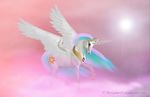  2011 artlover25 cloud crown cutie_mark equine feathered_wings feathers female feral friendship_is_magic hair horn mammal multicolored_hair my_little_pony princess_celestia_(mlp) sky sun winged_unicorn wings 