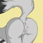  anthro anus bent_over butt canine crescent0100 female fur grey_fur invalid_tag mammal nude presenting presenting_hindquarters pussy raised_tail simple_background solo 