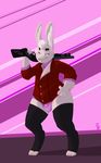  bottomless bulge clothed clothing coat cuddlebutt gay_bad_guy gun half-dressed lagomorph leggings legwear looking_at_viewer male mammal panties rabbit ranged_weapon shotgun toe_rings underwear weapon 