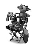  2015 anthro black_and_white blush canine clothed clothing disney duo female fox fur judy_hopps lagomorph letodoesart male male/female mammal monochrome nick_wilde tongue tongue_out zootopia 