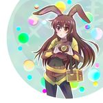  animal_ears brown_eyes brown_hair bunny_ears heart heart_hands highres iesupa long_hair rwby solo velvet_scarlatina 