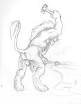  anthro balls blacksmith butt chris_mckinley feline hiram_(chris_mckinley) lion male mammal penis sketch solo 
