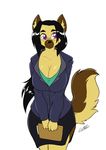  anthro big_breasts black_hair breasts brown_fur canine chalo cleavage clothed clothing dog eyewear female fur german_shepherd glasses hair huge_breasts jill_whitecross long_hair mammal multicolored_fur our_world purple_eyes solo two_tone_fur yellow_fur 