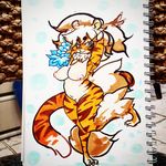  buxbi feline herring mammal tiger tigerwoman traditional_media_(artwork) 