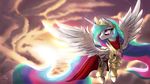  2015 armor cloud crown equine female feral fidzfox friendship_is_magic hair horn mammal multicolored_hair my_little_pony princess_luna_(mlp) sun winged_unicorn wings 