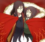  black_hair cape dual_persona fate/stay_night fate/zero fate_(series) long_hair lord_el-melloi_ii male_focus multiple_boys older sanae_(satansanae) time_paradox waver_velvet 