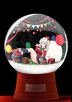  2015 balloon bauble bell black_background black_legwear black_skirt blue_eyes bobblehat bow candy candy_cane christmas dated english food full_body fur_trim gift hair_bell hair_ornament hat highres holly_hair_ornament kantai_collection kashima_(kantai_collection) kneehighs lying merry_christmas on_back ornament pillow red_footwear ribbon rumaki sack santa_hat shoes silver_hair simple_background sitting skirt snow_globe snowflakes solo star string_of_flags thighs 