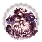  bad_id bad_pixiv_id book bow colored_pencil_(medium) dress frilled_dress frills hat highres long_hair marker_(medium) patchouli_knowledge purple_hair ribbon solo touhou traditional_media white_background wiriam07 