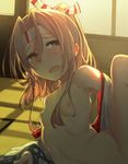  bad_id bad_twitter_id blush breasts hachimaki headband japanese_clothes kantai_collection kylin light_brown_hair long_hair nipples nude off_shoulder open_mouth orange_eyes saliva small_breasts solo sweat tears zuihou_(kantai_collection) 
