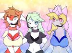  big_breasts bow breasts choker diancie featherystorm female latias legendary_pok&eacute;mon meloetta microphone nintendo pok&eacute;mon singing small_breasts smile video_games 