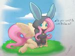  &lt;3 &lt;3_eyes 2015 anthro anthrofied bottomless clothed clothing cloud crombie dialogue english_text equine female fluttershy_(mlp) friendship_is_magic hair half-dressed long_hair looking_at_viewer mammal my_little_pony outside pegasus pink_hair solo text wings 