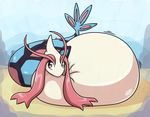  belly big_belly female graphene mammal milotic nintendo outside overweight pok&eacute;mon pok&eacute;morph red_eyes scalie slightly_chubby solo underwater video_games water 