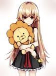  bakemonogatari kou_mashiro long_hair looking_at_viewer monogatari_(series) oshino_shinobu smile solo stuffed_animal stuffed_lion stuffed_toy very_long_hair 