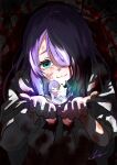  1girl absurdres anastasia_hoshin bleeding blood blood_from_eyes blood_in_hair blood_on_clothes blood_on_face blood_splatter blood_stain blue_eyes cape capelet closed_mouth commentary_request dress eridna_(re:zero) fur-trimmed_capelet fur-trimmed_sleeves fur_trim hair_down hair_ornament highres holding hug inhousedesignd1 injury long_sleeves looking_at_another looking_at_object looking_down multiple_views purple_hair re:zero_kara_hajimeru_isekai_seikatsu short_hair smile star_(symbol) star_hair_ornament white_cape white_dress 