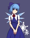  bad_id bad_pixiv_id cirno hands_clasped nosuku own_hands_together simple_background snowflakes solo touhou 