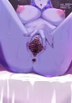  1girl absurdres anus bar_censor breasts censored chinese_commentary clitoral_hood clitoris colored_skin commentary_request completely_nude crotch_focus dogma_zzzz eyes_out_of_frame fingernails head_out_of_frame highres large_breasts long_fingernails long_hair nipples nude open_mouth puffy_nipples purple_hair purple_nails purple_skin pussy slay_the_spire solo spread_legs spread_pussy spreading_own_pussy the_watcher_(slay_the_spire) tongue tongue_out translation_request twitter_username 