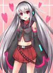  bad_id bad_pixiv_id blush detached_sleeves headset heart long_hair midriff navel open_mouth picolumi red_eyes sailor_collar silver_hair smile solo sukone_tei utau very_long_hair 